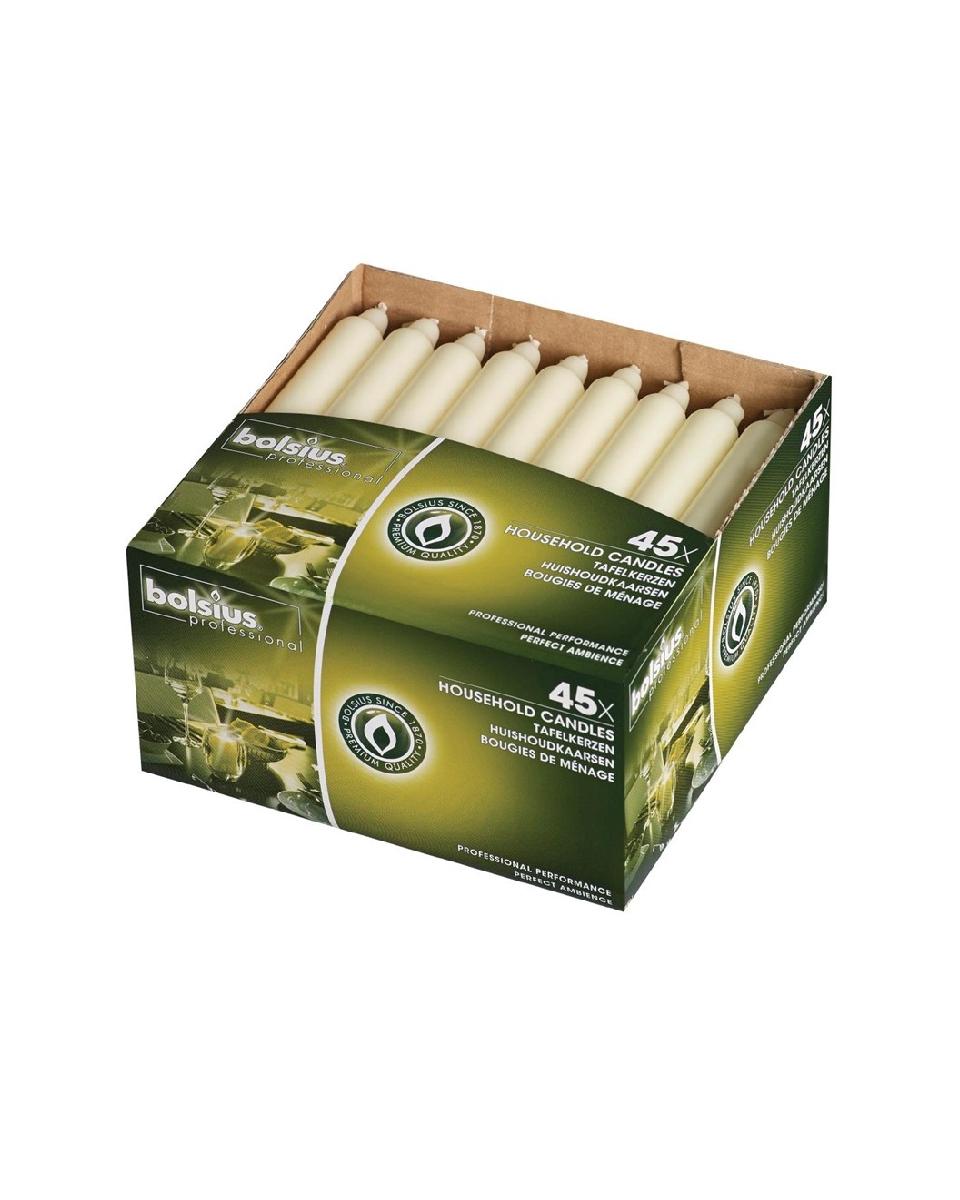 Dinerkaarsen - 45 stuks - Ivoor - H 17.7 CM - Was - Bolsius - P999