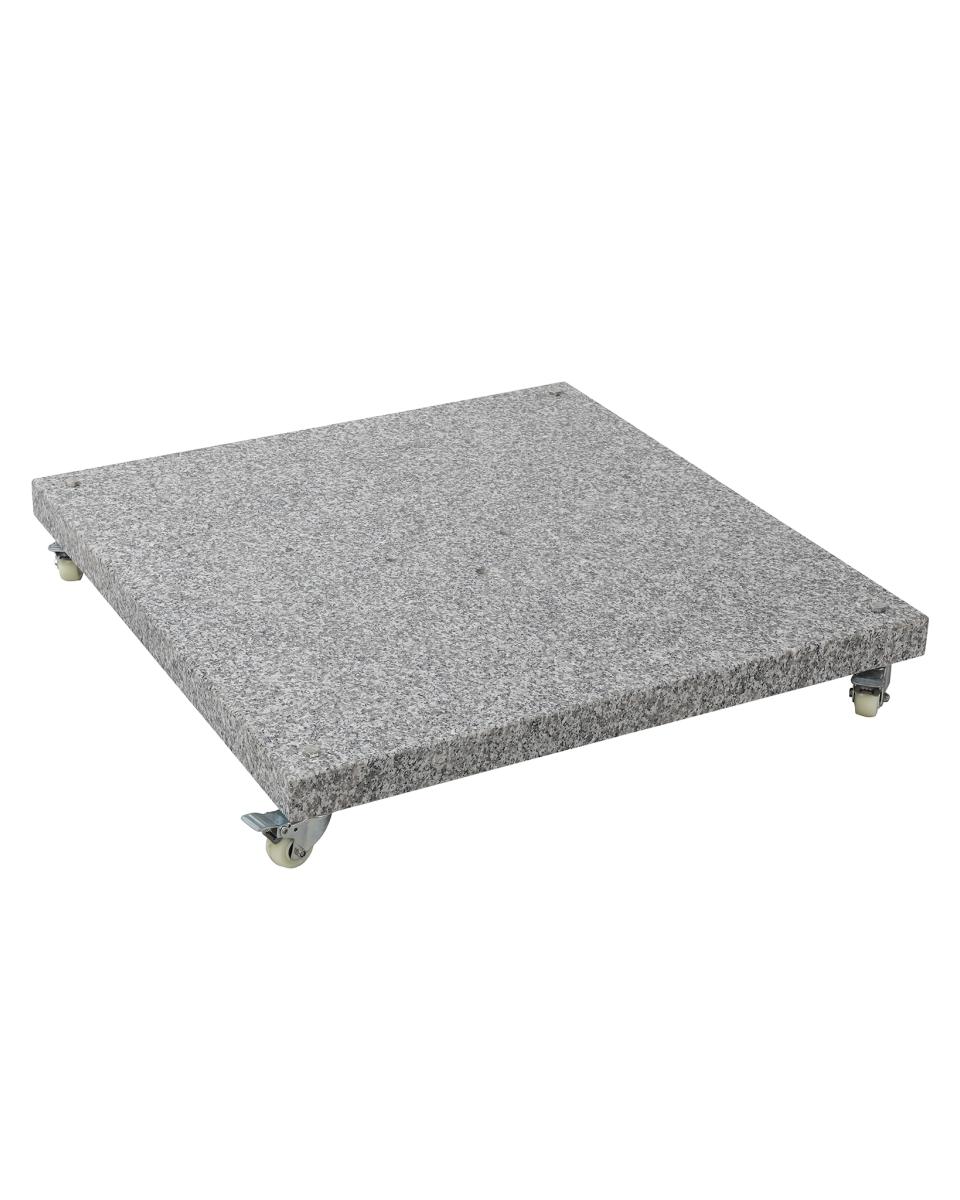 Parasolvoet - 90 KG - H 6.5 x 70 x 70 CM - Graniet - Incl. 4 wielen - Licht grijs - Promoline