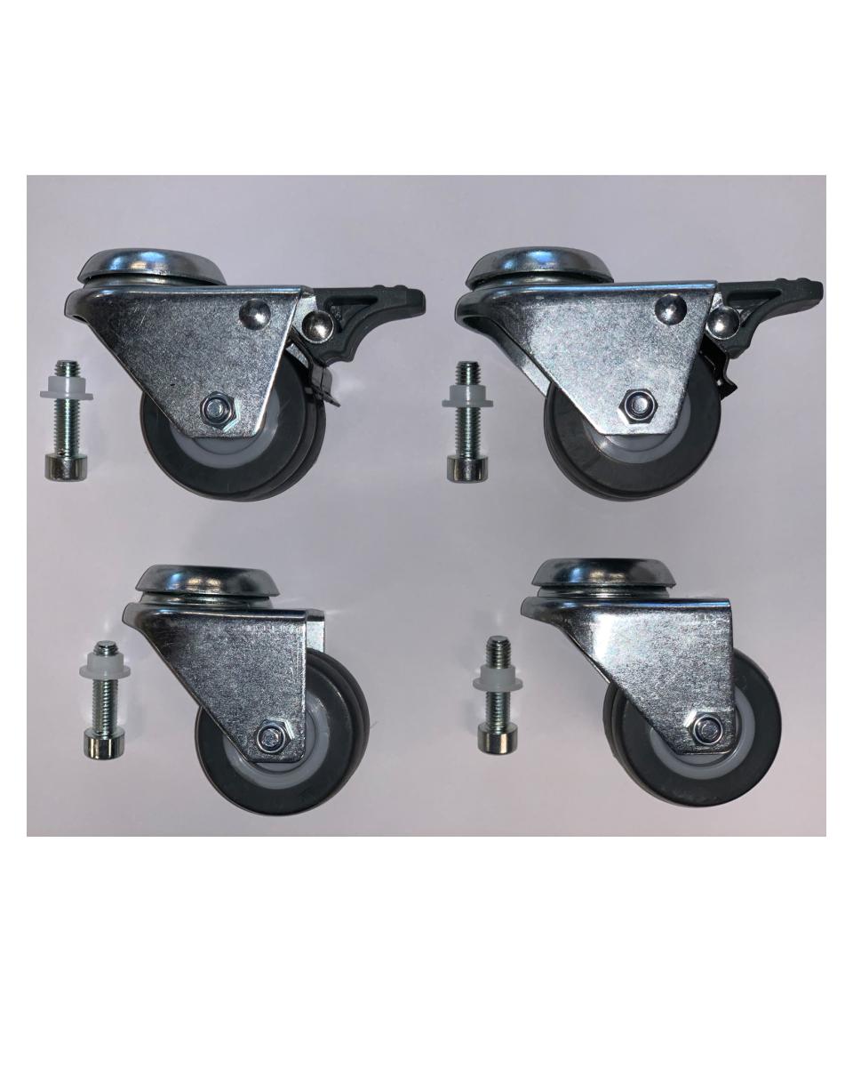 Zwenkwiel - M8 - 5 CM - Set 4 stuks (2 met rem) - Promoline