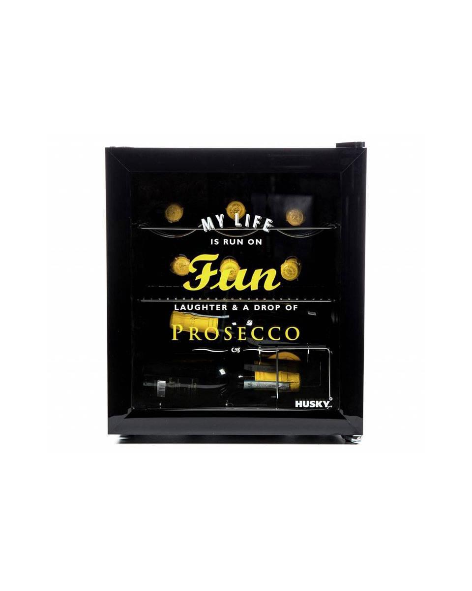 Mini koelkast glazen deur - Prosecco - 46 liter - Zwart - Husky - KK50-PROSECCO
