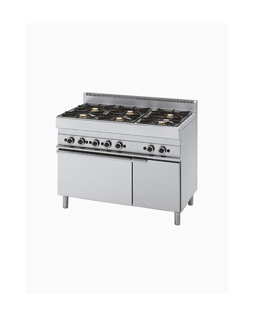 Gasfornuis - 650 Line - 6 Branders - Gasoven - 1/1 GN - 110 CM - Mastro - 65110CFG