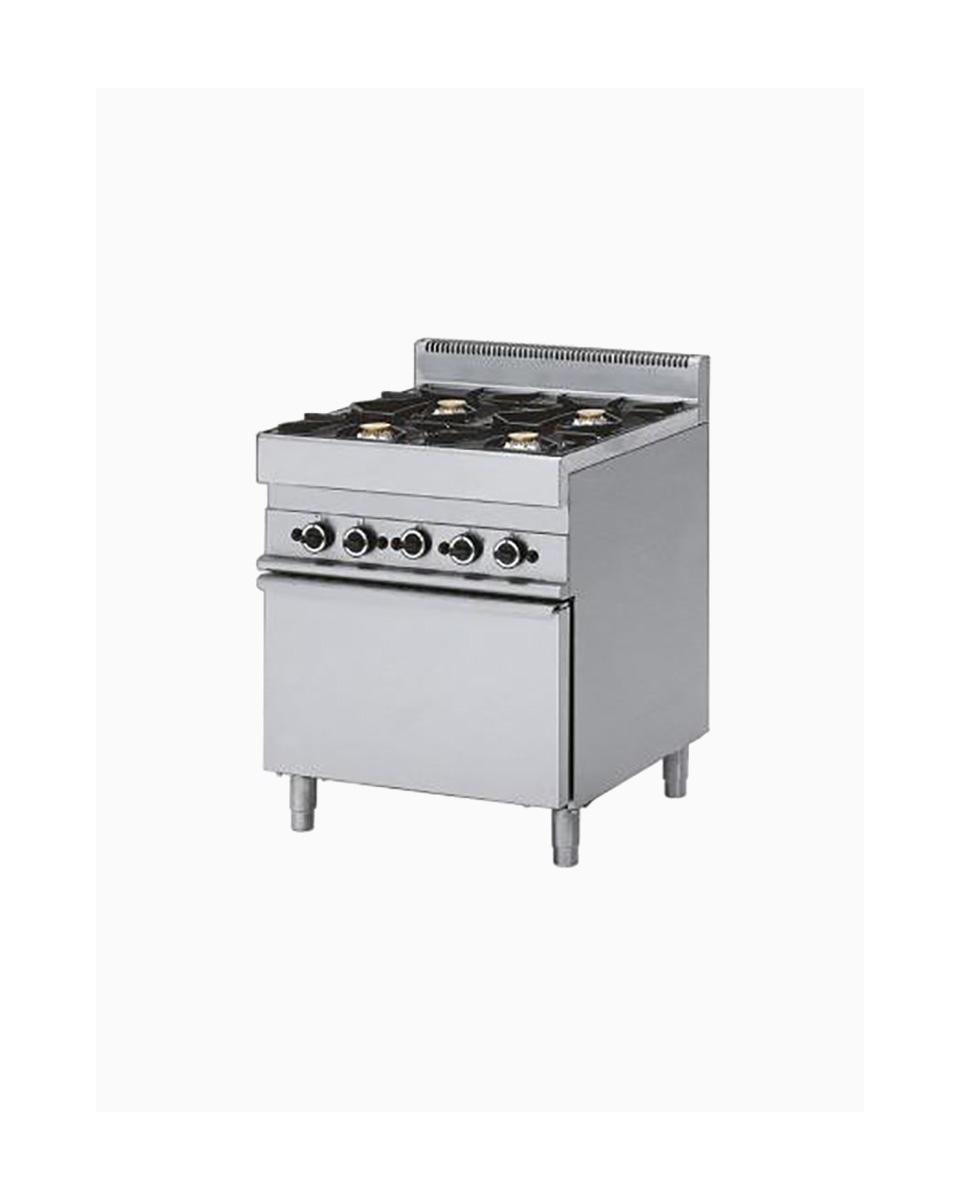 Gasfornuis - 650 Line - 4 Branders - 1/1 GN - Convectie Oven - 70 CM - Mastro - 6570CFGE