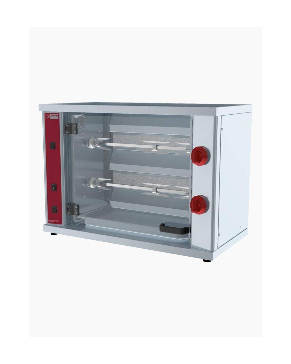Kippengrill - Gas - 2 spitten - 6 kippen - H 55 x 80 x 40 CM - Diamond - RVG/2-SMA