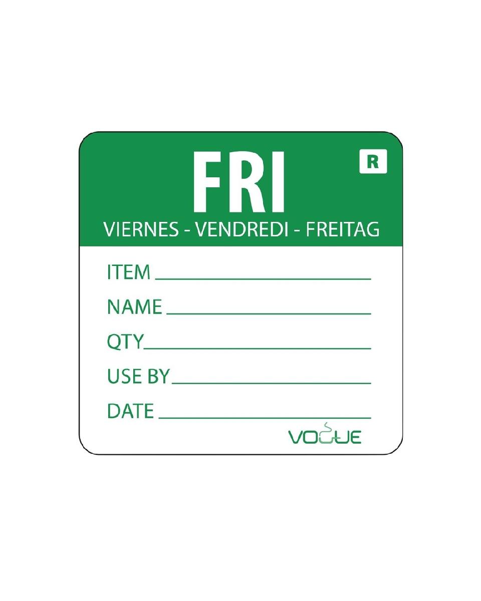 Daglabels - Afneembaar - Vrijdag - 500 stuks - H 4.9 x 6 CM - Vogue - L070