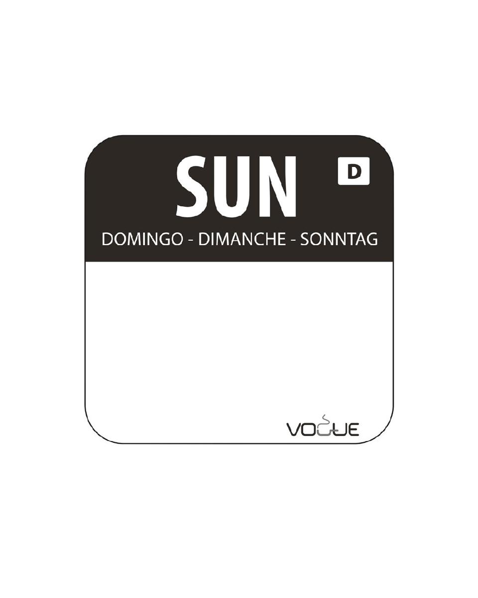 Daglabels - Oplosbaar - Zondag - 1000 stuks - 2.54 CM - Vogue - U783