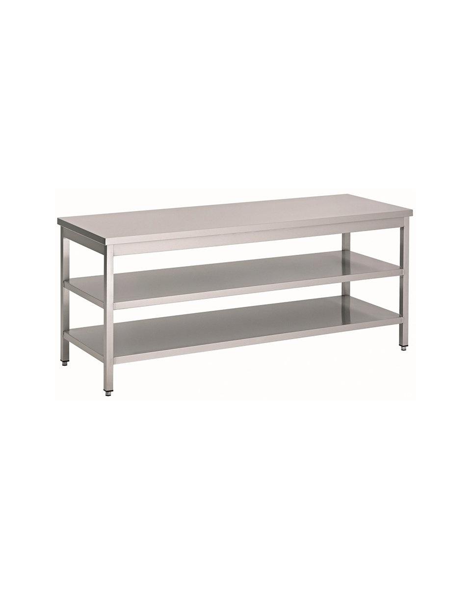 RVS werktafel - 80 cm diep - Met dubbel bodemschap - RVS
