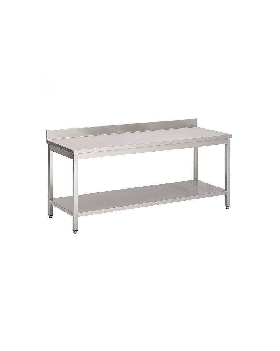 RVS werktafel met opstaande rand - 60 cm diep - Met bodemschap - RVS 