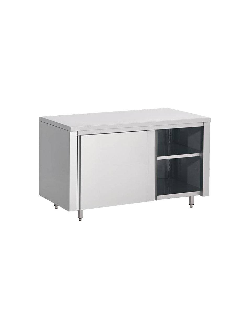 RVS gesloten werkbank - Met schuifdeur - 70 cm diep - RVS 
