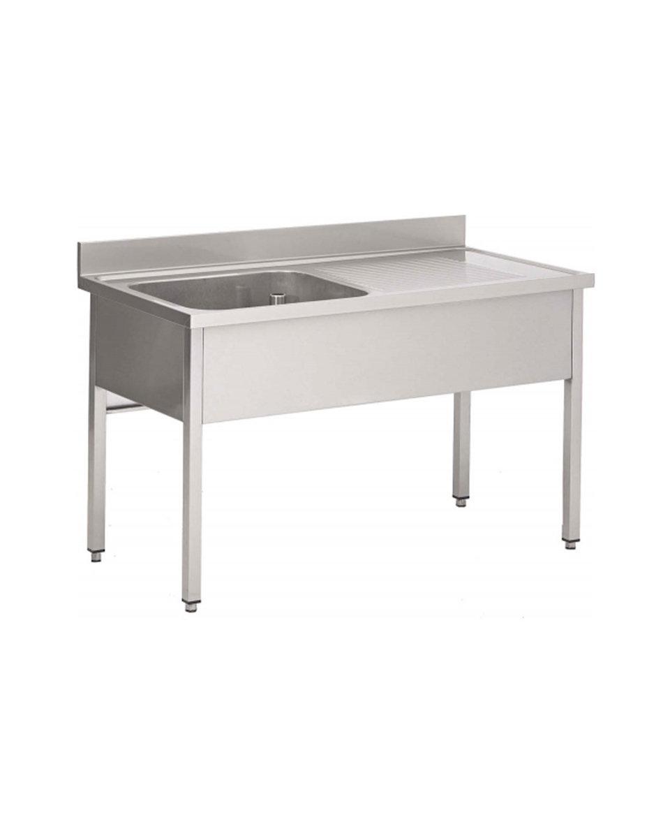 RVS spoeltafel - Zonder onderschap - 1 Bak links - 60 cm diep - RVS
