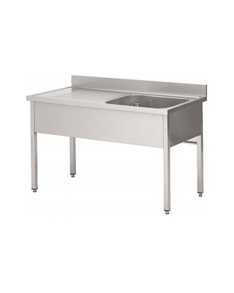 RVS spoeltafel - Zonder onderschap - 1 Bak rechts - 70 cm diep - RVS