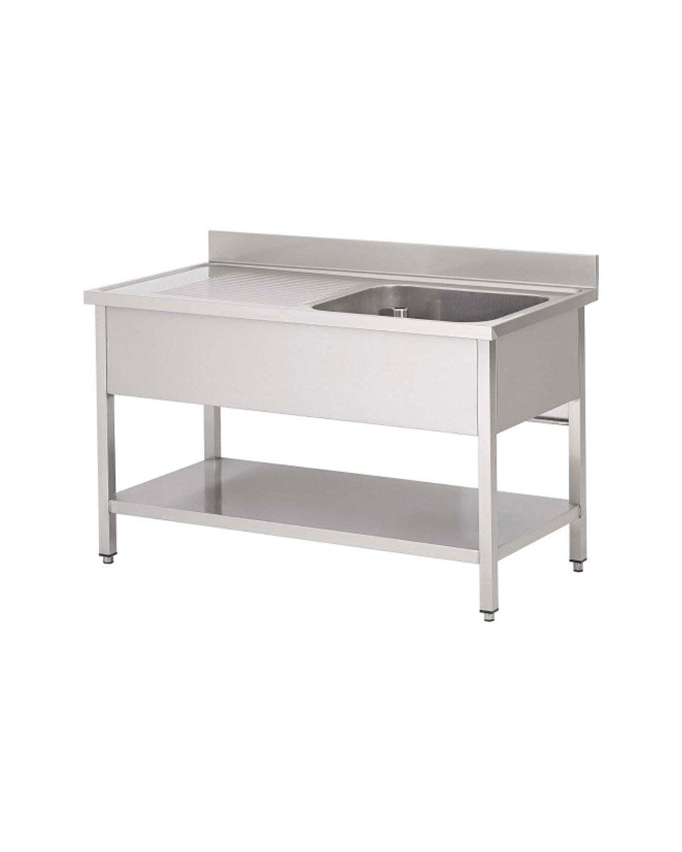 RVS spoeltafel - Met onderschap - 1 Bak rechts - 70 cm diep - RVS