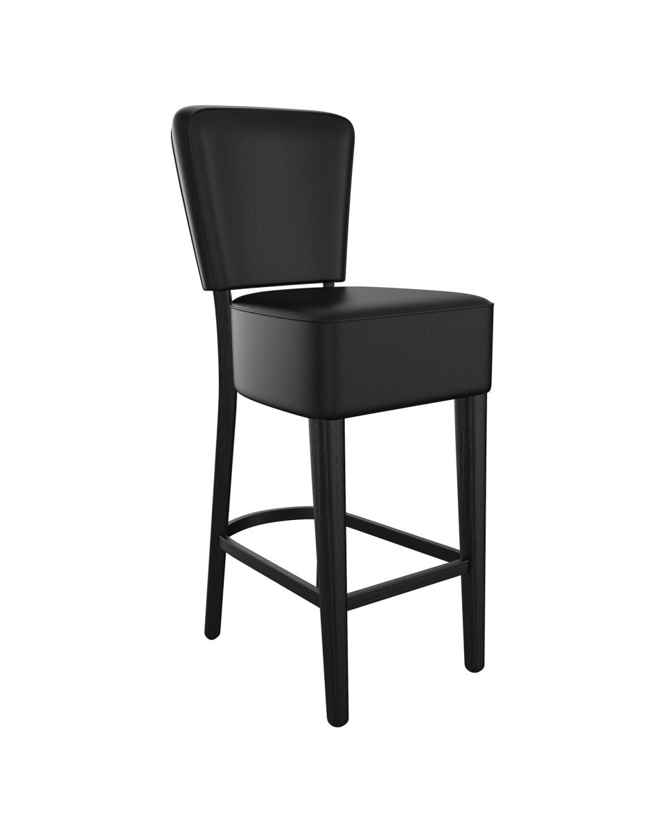 Horeca barkruk - Napels - Met rugleuning - Zwart - Kunstleder - Promoline