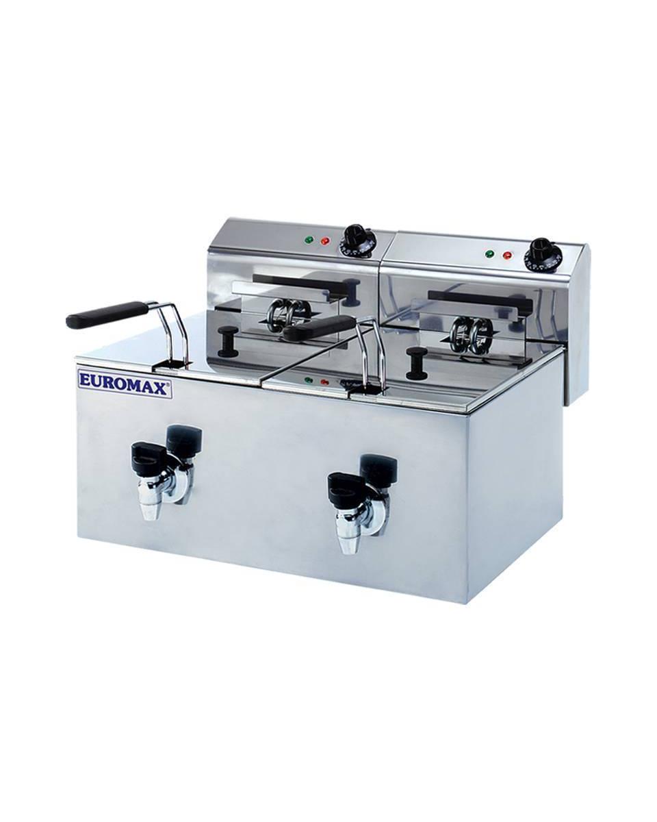 Horeca Friteuse dubbel - 8+8 Liter + kraan - Euromax - 10370CK