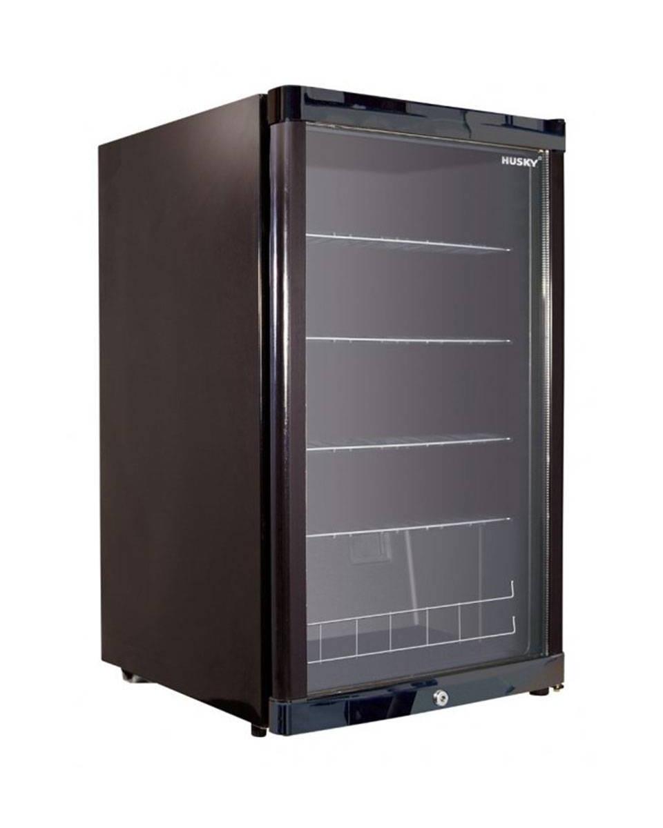 Koelkast glazen deur - 122 liter - 1 deurs - Zwart - Husky - KK110-BK-NL-HU