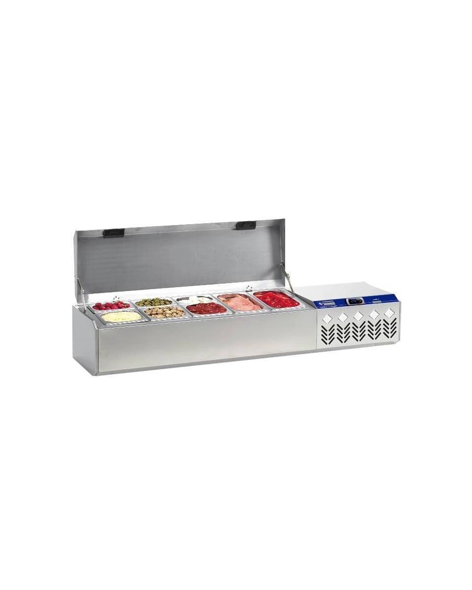 Gekoelde Opzetvitrine - 132 CM - GN 2x 1/4. 3x 1/6. 3x 1/9 - Diamond - SX132G/CM 