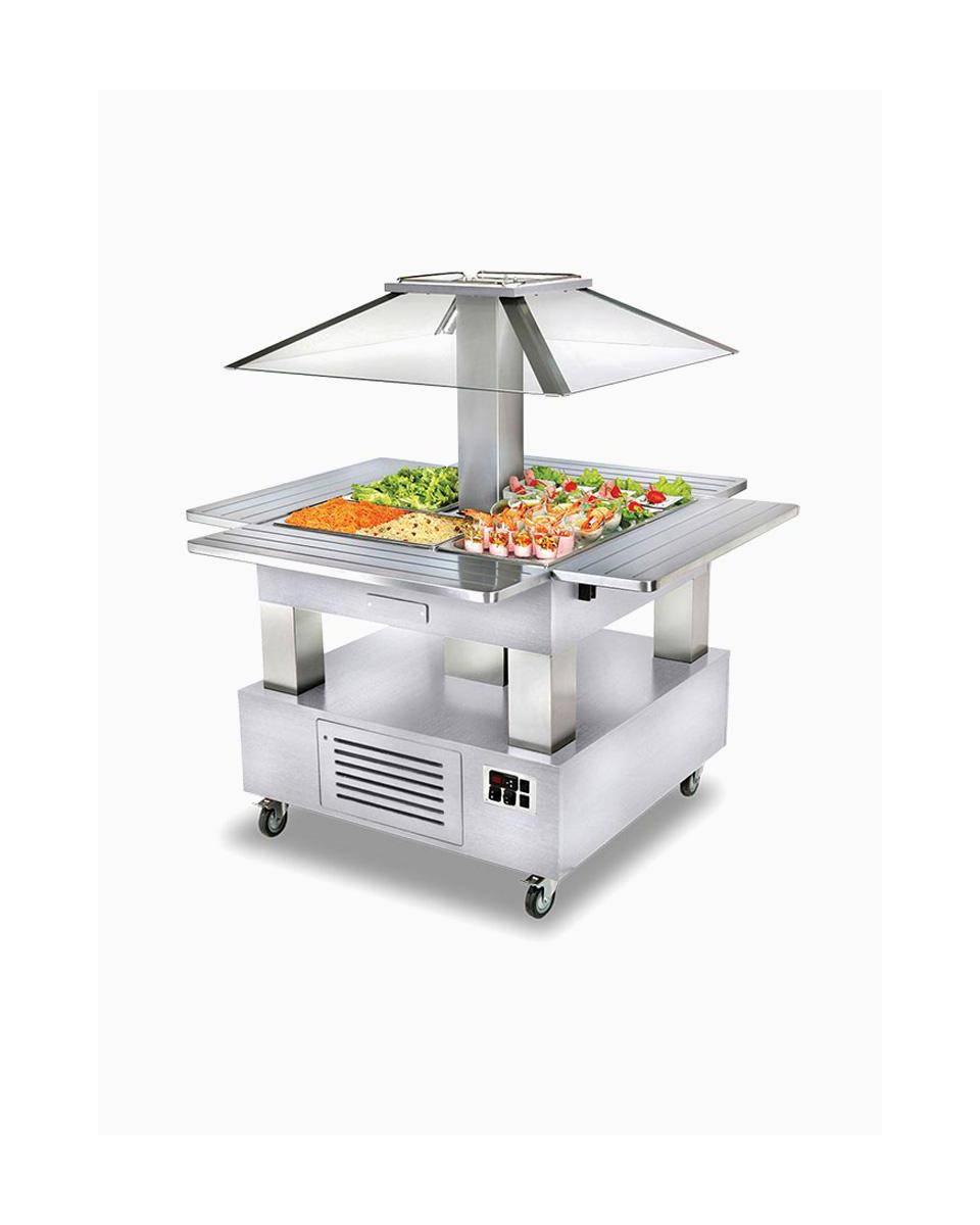 Gekoeld Buffet - Eiland - 4 x 1/1 GN - Wit hout - H 154 x 143.5 x 104 CM - Diamond - CSB/4D-A1-R2