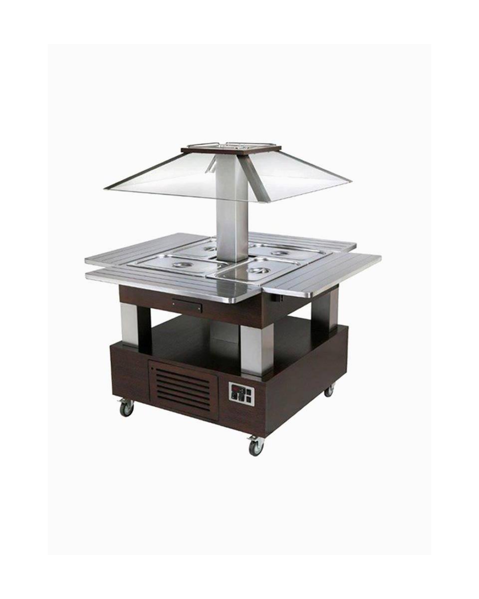 Gekoeld Buffet - Eiland - 4 x 1/1 GN - Wengé hout - H 154 x 143.5 x 104 CM - Diamond - CSB/4D-B1-R2
