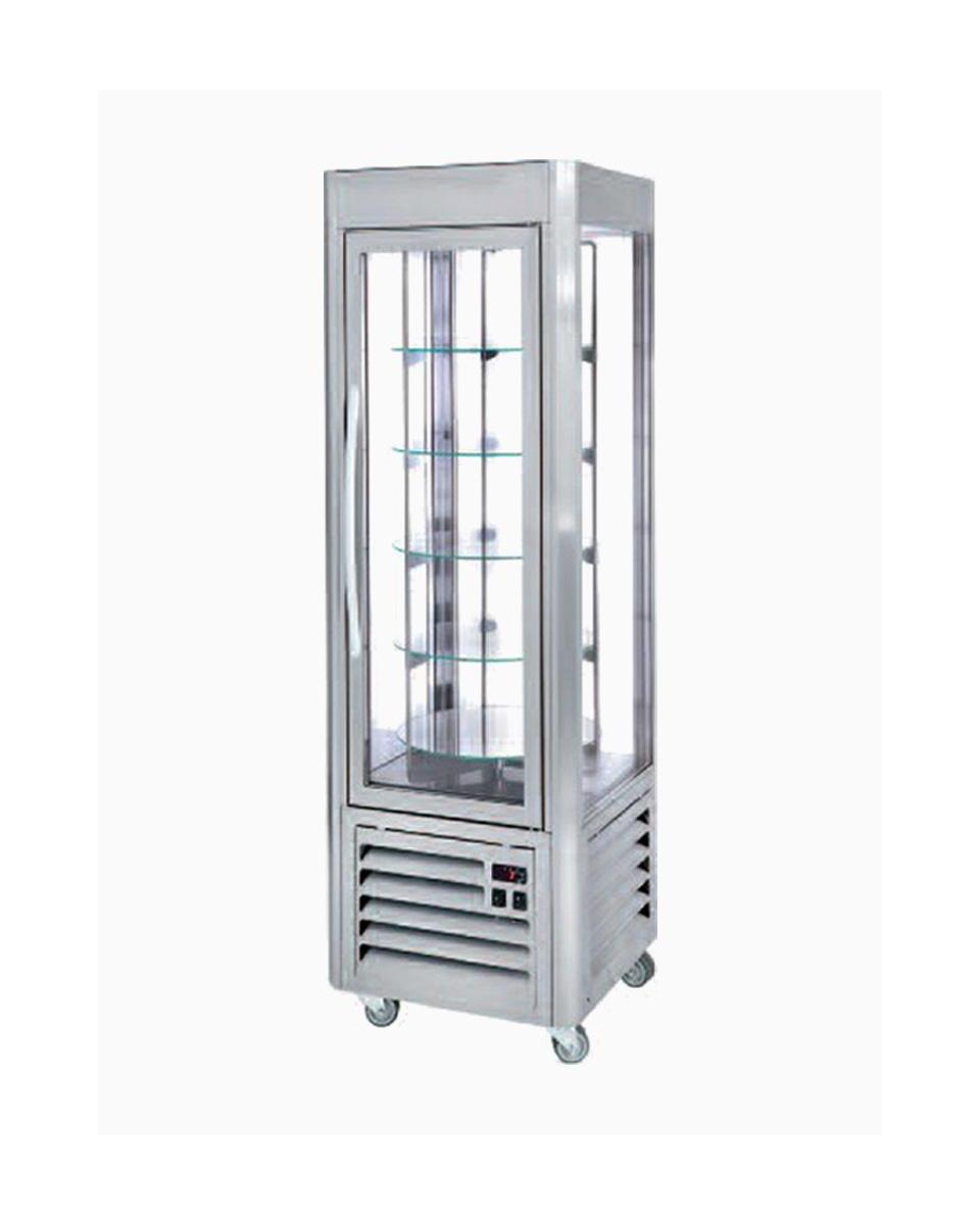 Gekoelde Vitrine - 360 Liter - 4 Glazen Zijden - 5 Draaiende Plateaus - RVS - Diamond - SNE/RN-A1