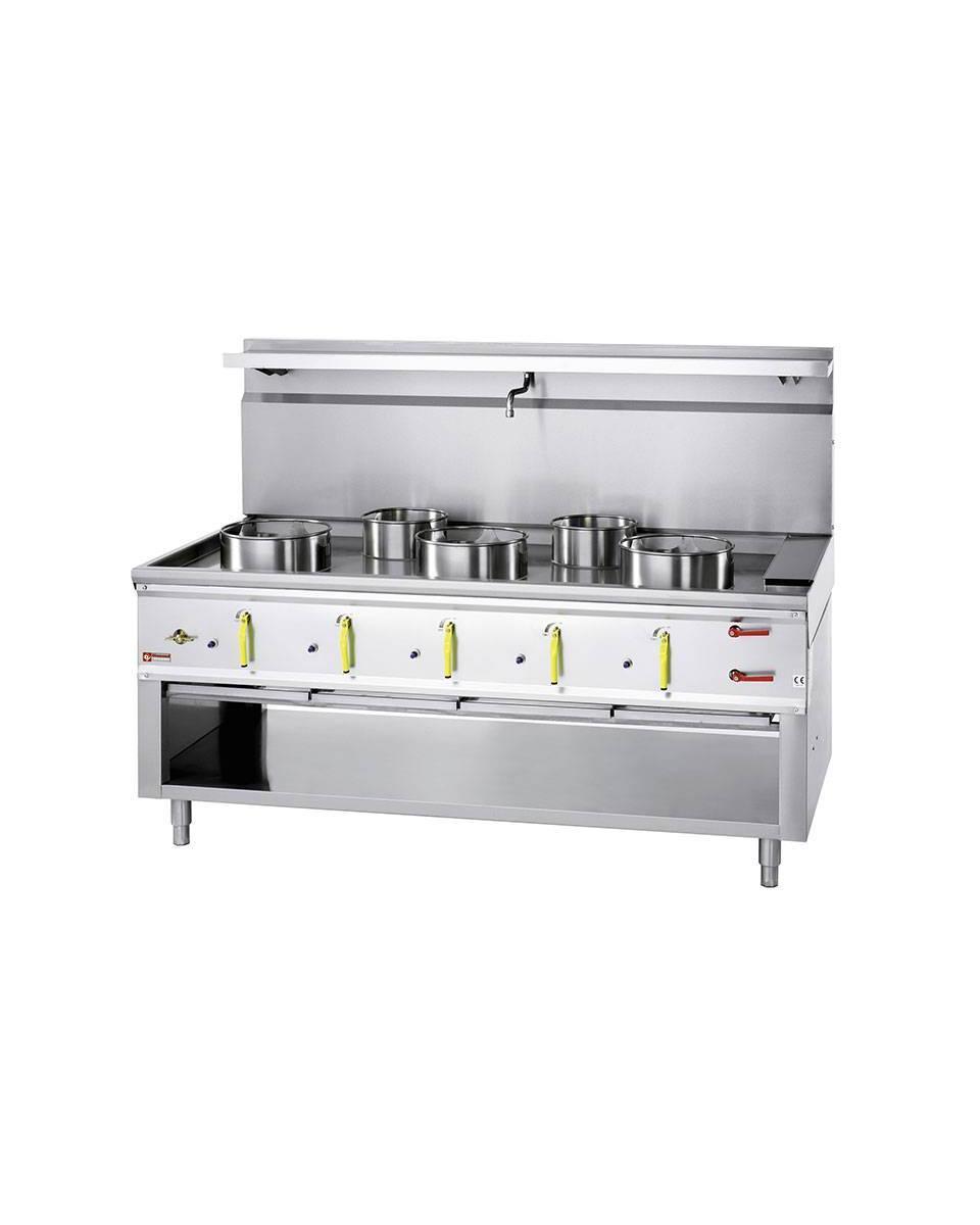 Wok gasfornuis - 5 branders - Watergordijn - Diamond - CHINA/5L 