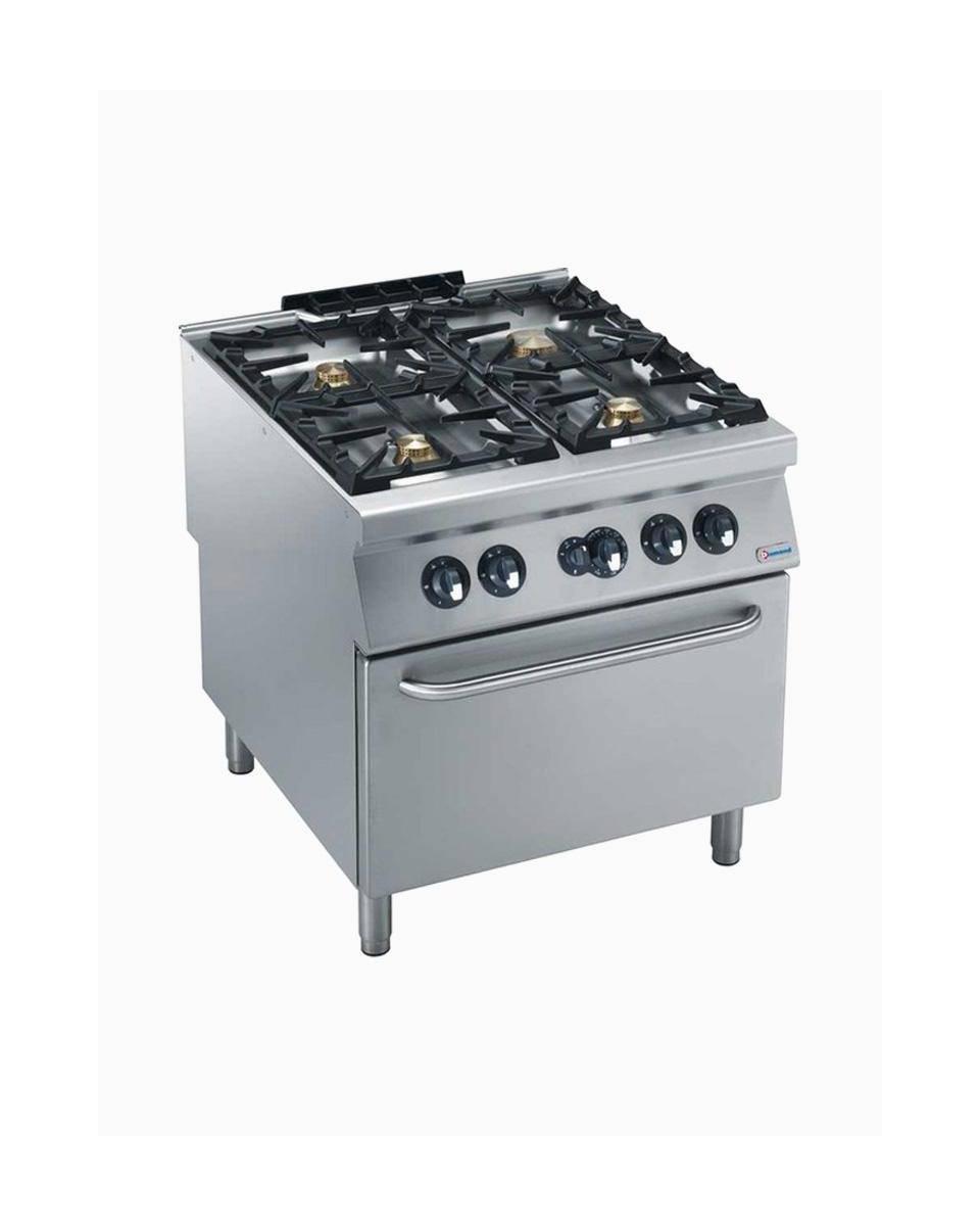 Diamond Gasfornuis met 4 Branders - 1x 10 kW en 3x 6 kW - 2/1 GN Gas Oven