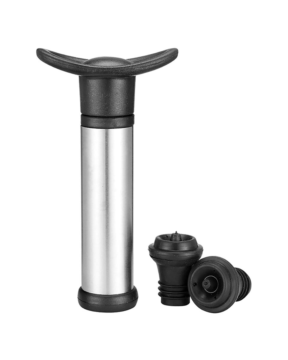 Wijnpomp - 2 stoppers - Zwart / RVS - Bar Professional - Tools - 530888