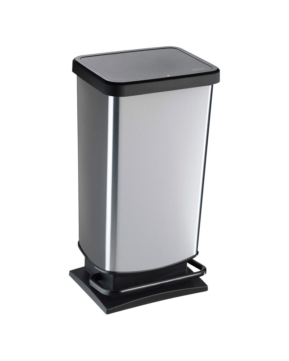 Pedaalemmer - 40 Liter - Zwart / RVS - Rotho - Paso - 522863