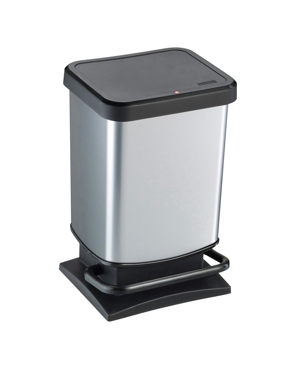 Pedaalemmer - 20 Liter - Zwart / RVS - Rotho - Paso - 522862
