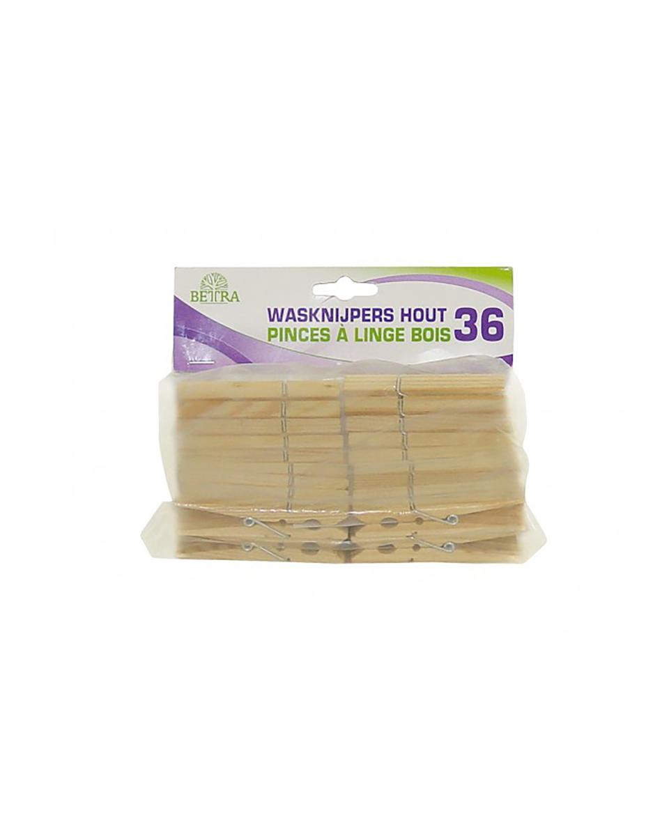Wasknijpers - Hout - 36 Stuks - Betra - 513255