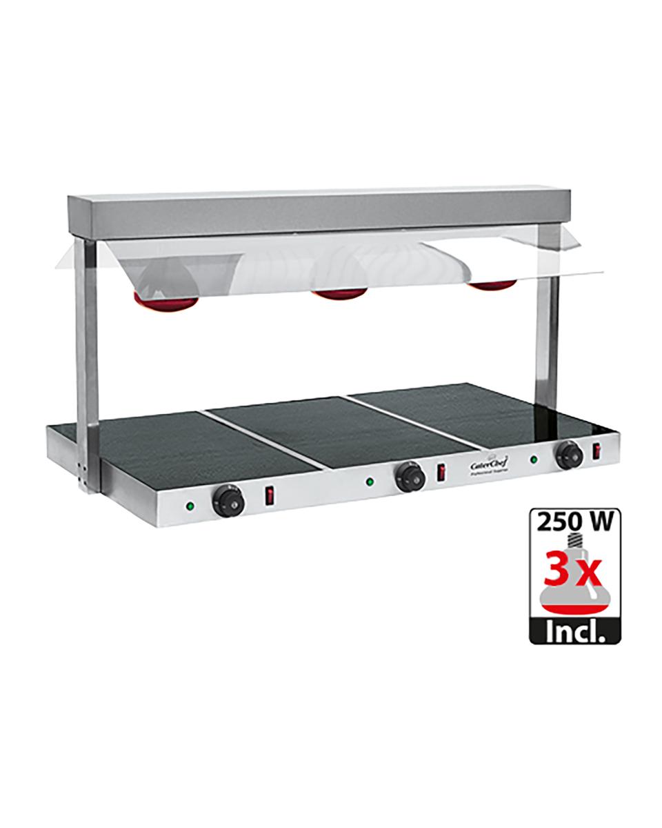 Warmhoudplaat M/Brug - H 46.9 x 108.9 x 52.6 CM - 19 KG - 220 - 240 V - 1530 W - RVS - +30°C / +85°C - Caterchef - 688630
