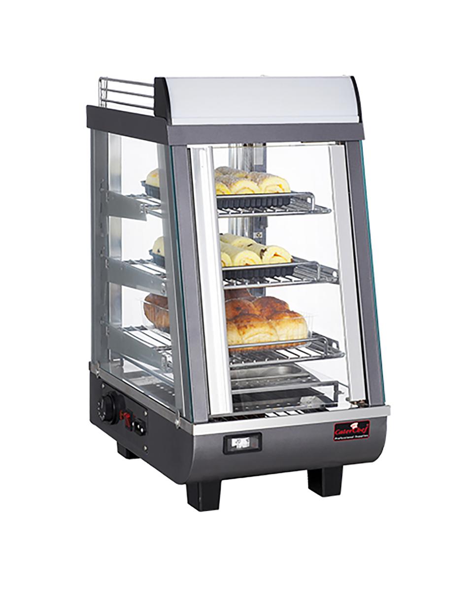 Warmhoudvitrine - H 66.3 x 34.5 x 48.4 CM - 21.2 KG - 220 - 240 V - 800 W - RVS - +30°C / +90°C - Caterchef - 688076