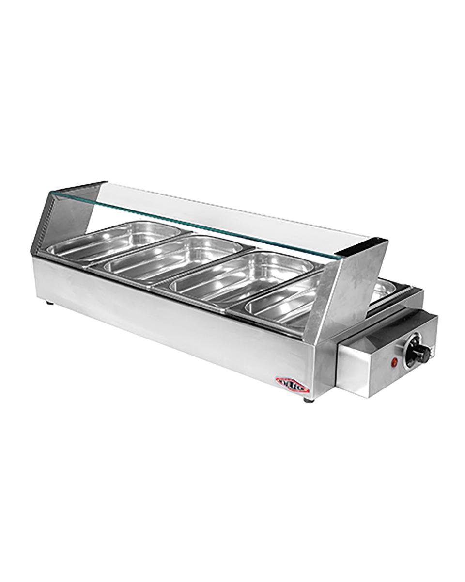Warmhoudvitrine - H 10 x 79.5 x 35.5 CM - 9 KG - 220 - 240 V - 1200 W - RVS - Stilfer - 527010