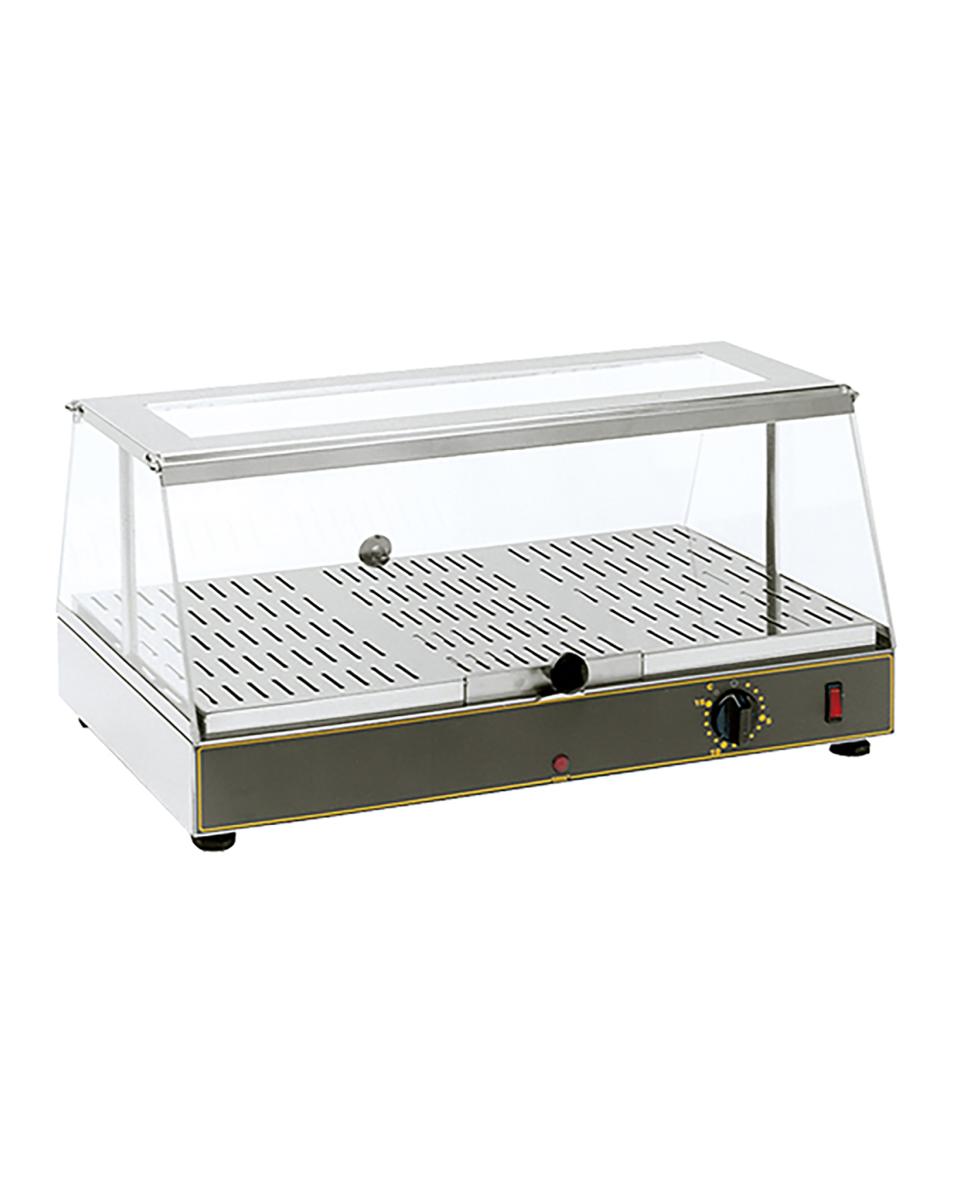 Warmhoudvitrine - H 28.5 x 59 x 35 CM - 8.5 KG - 220 - 240 V - 650 W - RVS - +20°C	Tot 90°C - Roller Grill - 304300
