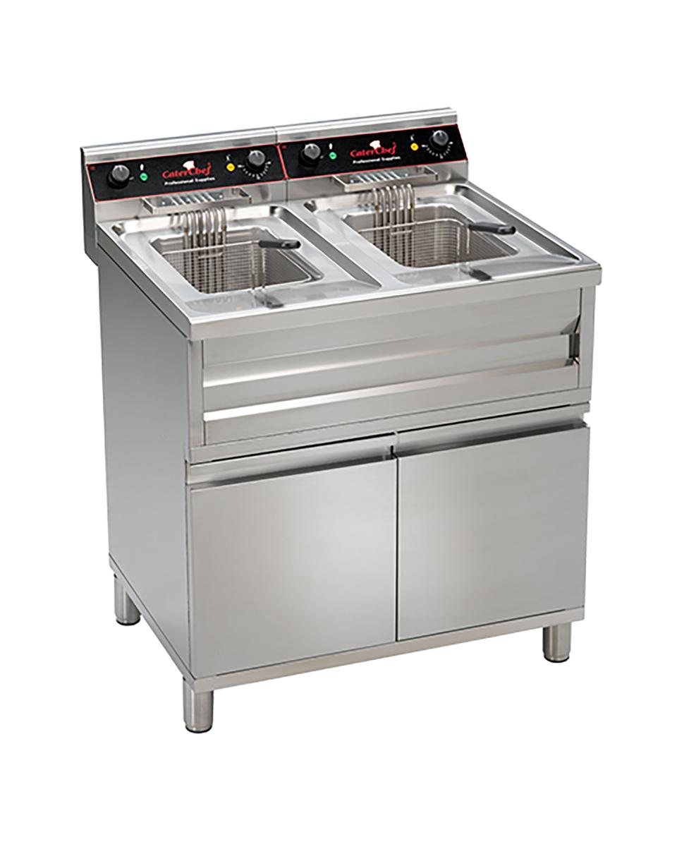 Friteuse - H 85 x 80 x 70 CM - 54.2 KG - 380 - 415 - Zonder - Stekker V - 9000 W - RVS - 12 Liter - Elektrisch - Caterchef - 508224