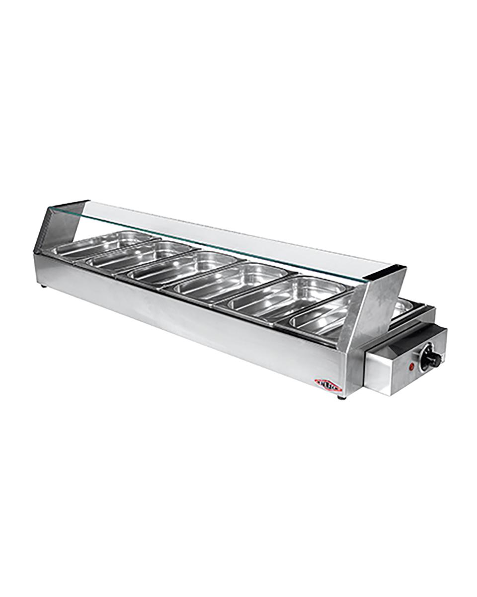Warmhoudvitrine - H 10 x 114.5 x 35.5 CM - 10 KG - 220 - 240 V - 1600 W - RVS - Stilfer - 527012