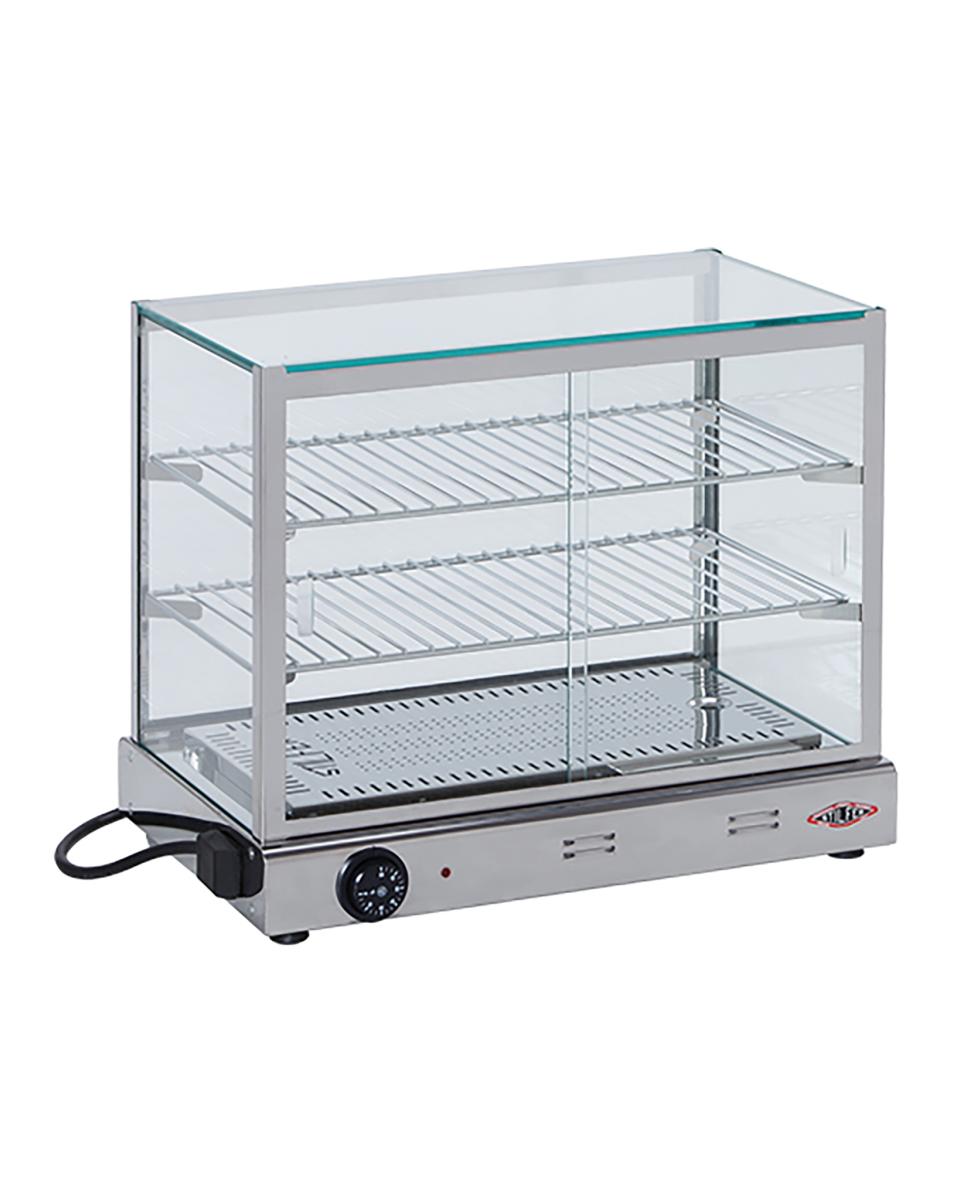 Warmhoudvitrine - H 43.6 x 53 x 35 CM - 19.5 KG - 220 - 240 V - 500 W - RVS - +0°C / +90°C - Stilfer - 527318
