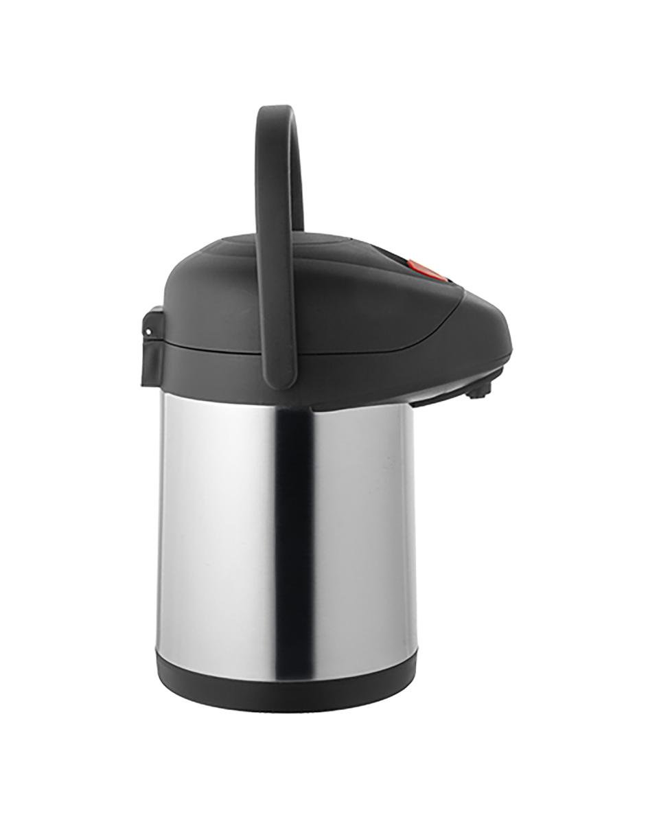 Pompkan - H 32 CM - 1.75 KG - RVS 18/10 - Zwart - 2.5 Liter - 595025