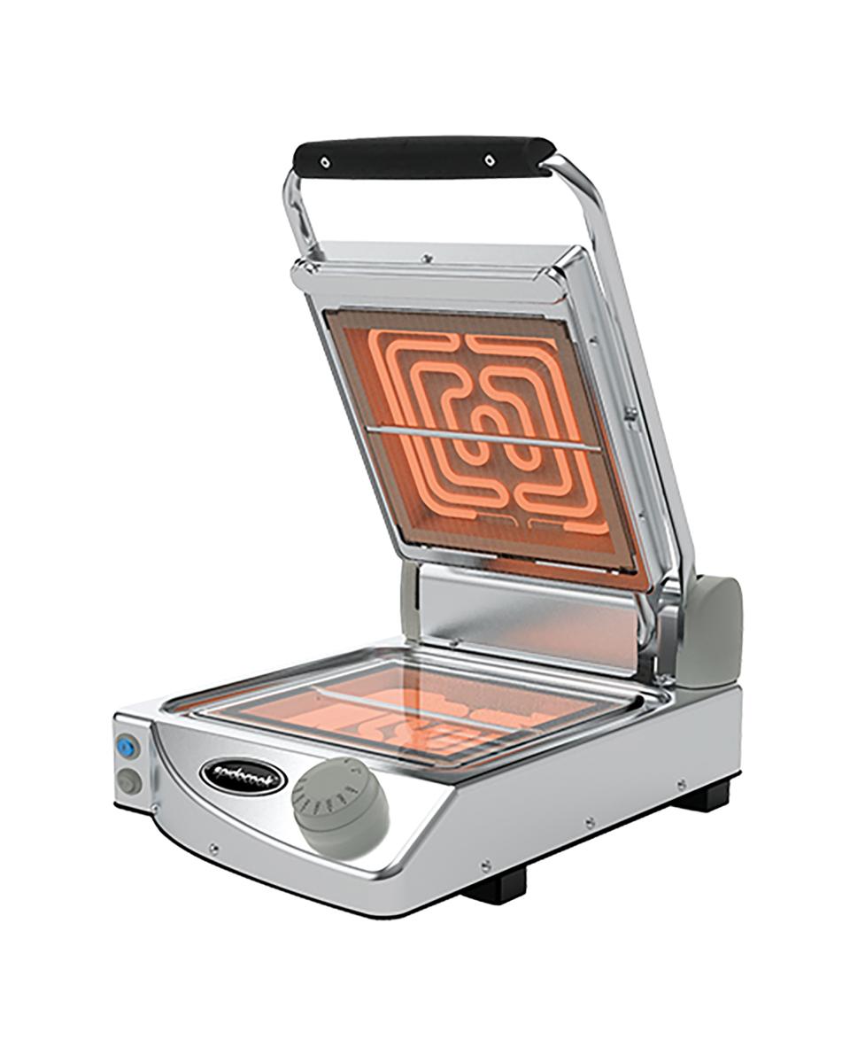 Contactgrill Solo - H 17.6 x 33.1 x 45.8 CM - 10 KG - 220 - 240 V - 1500 W - RVS - Glad - +120°C / +400°C - Keramisch - SpidoCook - 596040