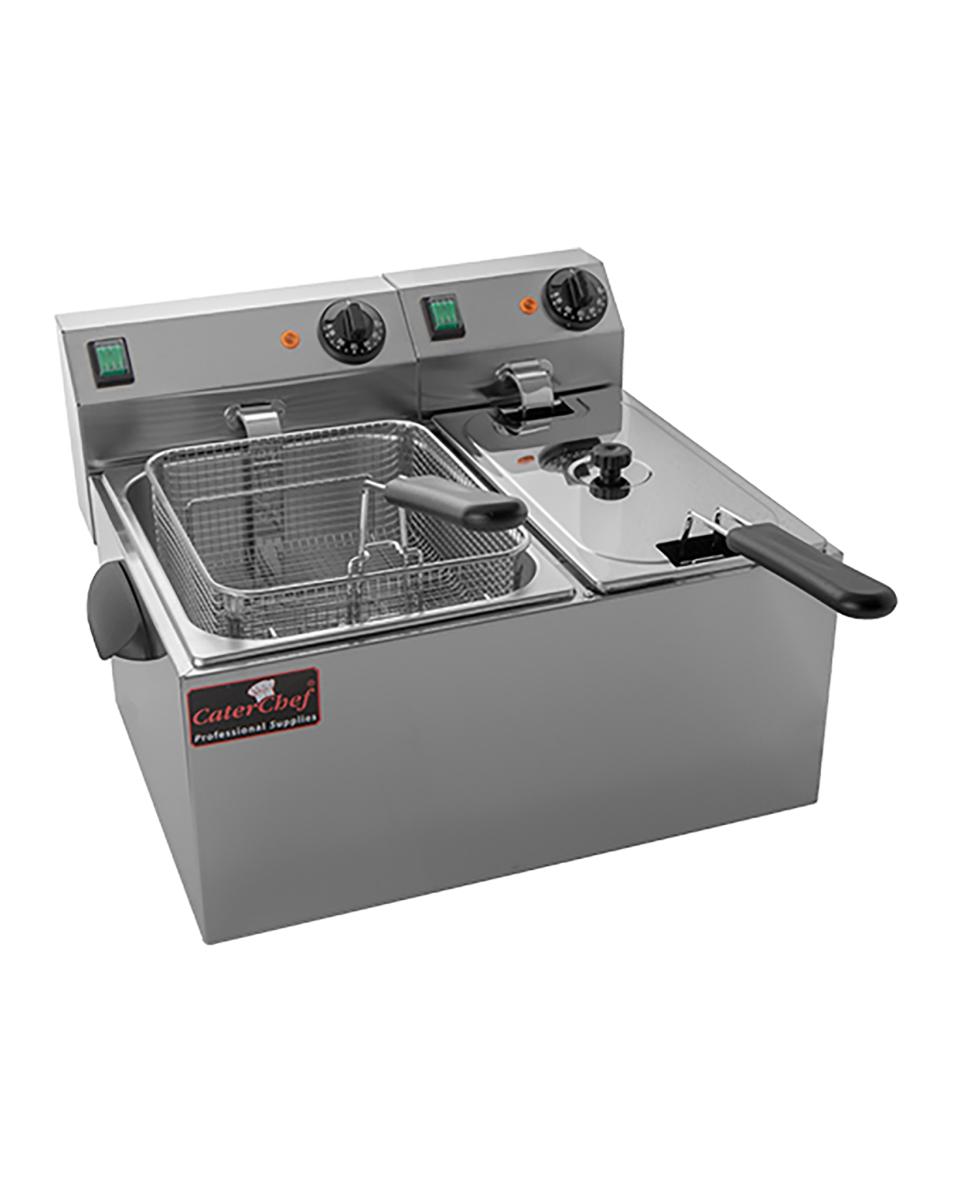 Friteuse - H 31 x 52 x 43 CM - 10 KG - 220 - 240 V - 3250 / 2000 W - RVS - 4 Liter - Elektrisch - Caterchef - 680058