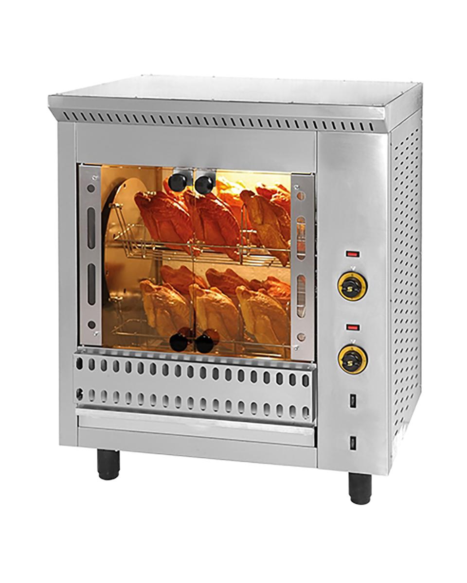 Kippen-Grill Oven - H 98 x 82.5 x 64 CM - 41 KG - 380 - 415 - Zonder - Stekker V - 4500 W - RVS - Mach - 321216