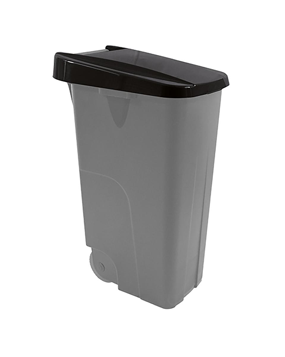 Afval Container - H 88 x 42 x 57 CM - 4.1 KG - Polypropyleen - Zwart - 110 Liter - Denox - 600094