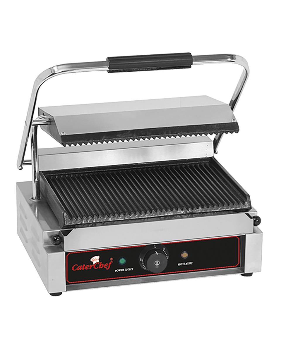 Contactgrill Sologrande - H 19.3 x 41 x 32 CM - 19 KG - 220 - 240 V - 2200 W - Gietijzer - Geribbeld - +50°C / +300°C - Caterchef - 688405