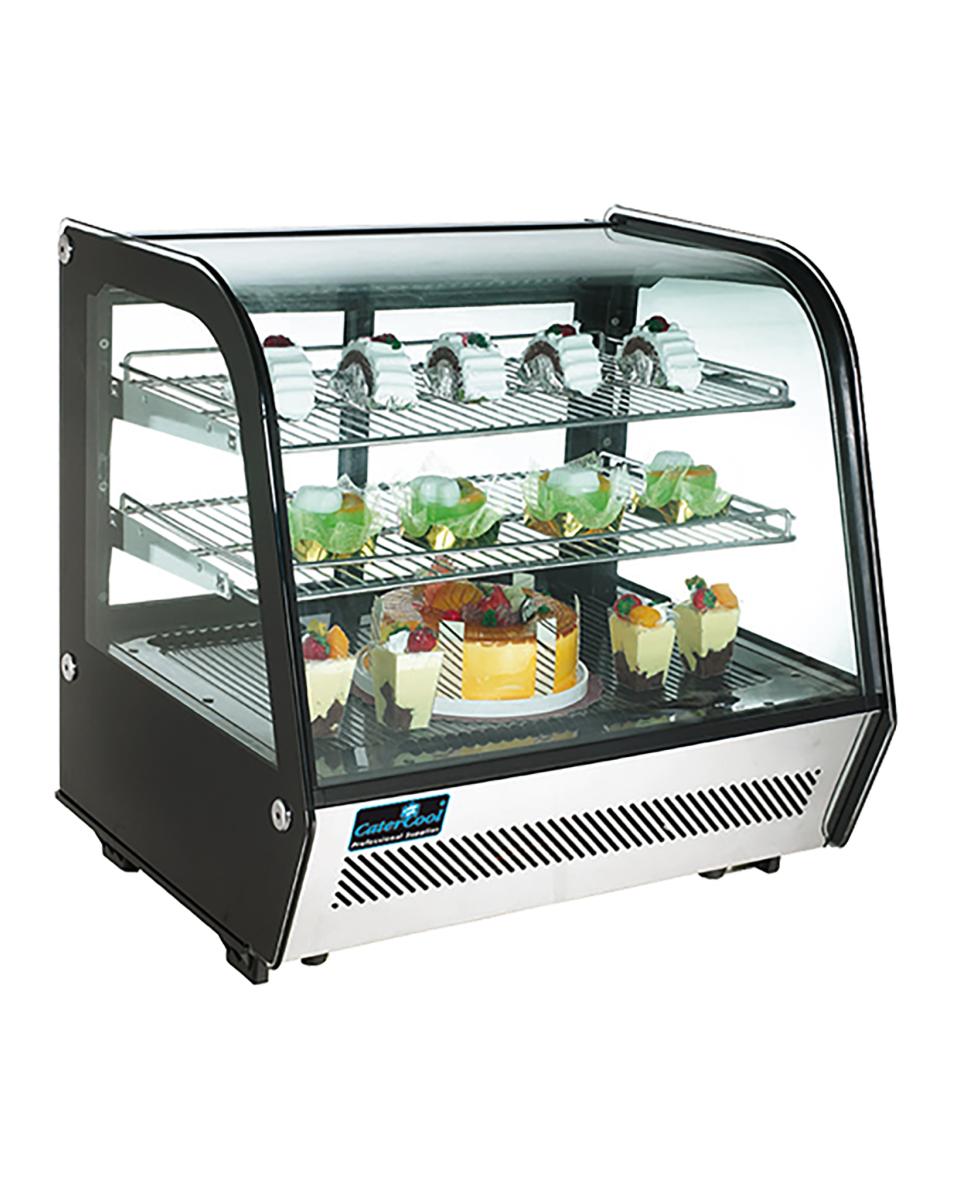 Koelvitrine - H 68.6 x 70.2 x 56.8 CM - 61 KG - 220 - 240 V - 160 W - Geventileerd - R600A - RVS - Zwart - 120 Liter - +0°C / +12°C - CaterCool - 712068