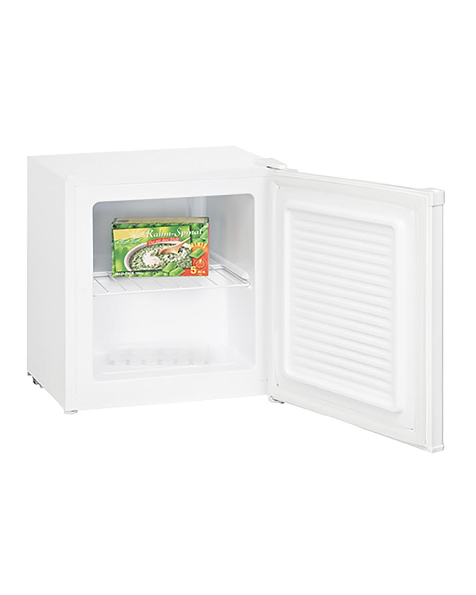 Vrieskast - H 51 x 44 x 47 CM - 15 KG - 220 - 240 V - 90 W - Statische - R600A - Gemoffeld Plaatstaal - Wit - 34 Liter - +0°C / -18°C - Exquisit - 905001