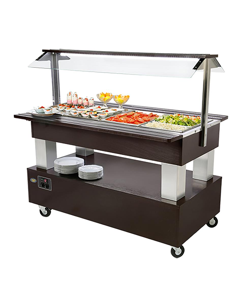 Saladebar - H 137 x 144.2 x 95 CM - 100 KG - 220 - 240 V - 500 W - Statische - R134A - Wenge hout - +2°C / +10°C - Roller Grill - 304171