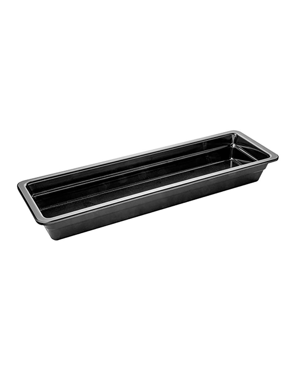 Gastronormbak - 2/4 GN - H 6.5 x 53 x 16.2 CM - Melamine - Zwart - -20°C / +120°C - 060427