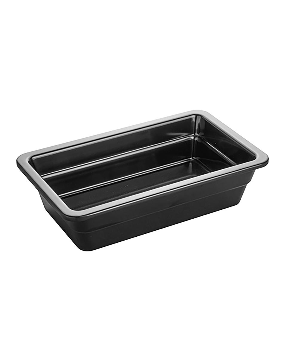 Gastronormbak - 1/4 GN - H 6.5 x 26.5 x 16.2 CM - Melamine - Zwart - -20°C / +120°C - 060443