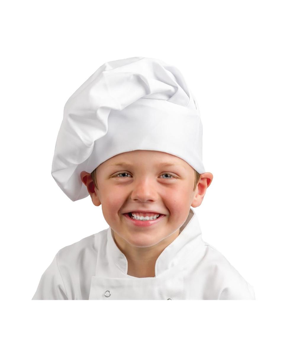 Kinder koksmuts - One Size - Wit - Polyester/Katoen - Whites Chefs Clothing - A677