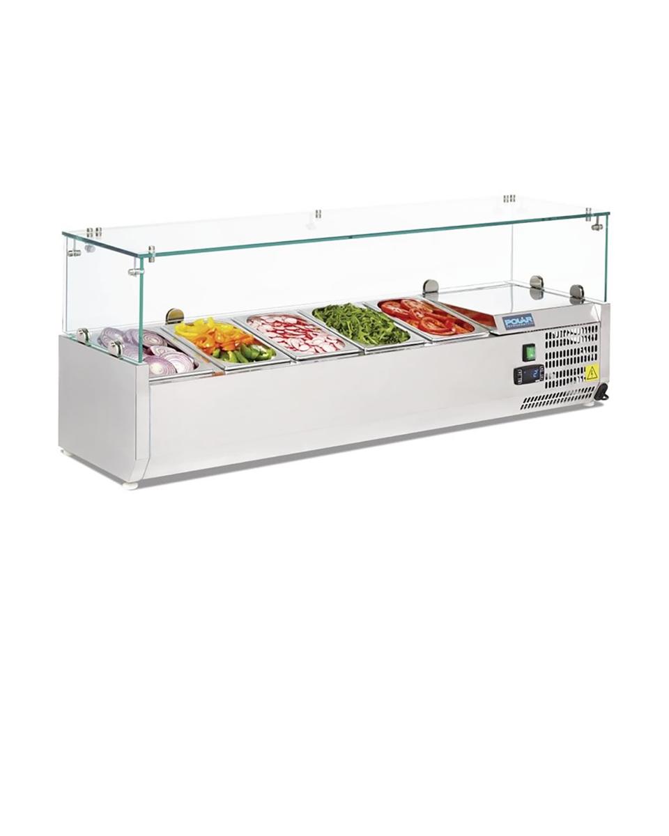 Gekoelde opzevitrine - 5 x 1/4 GN - H 43.5 x 120 x 33 CM - 230 V - RVS - Polar - G608