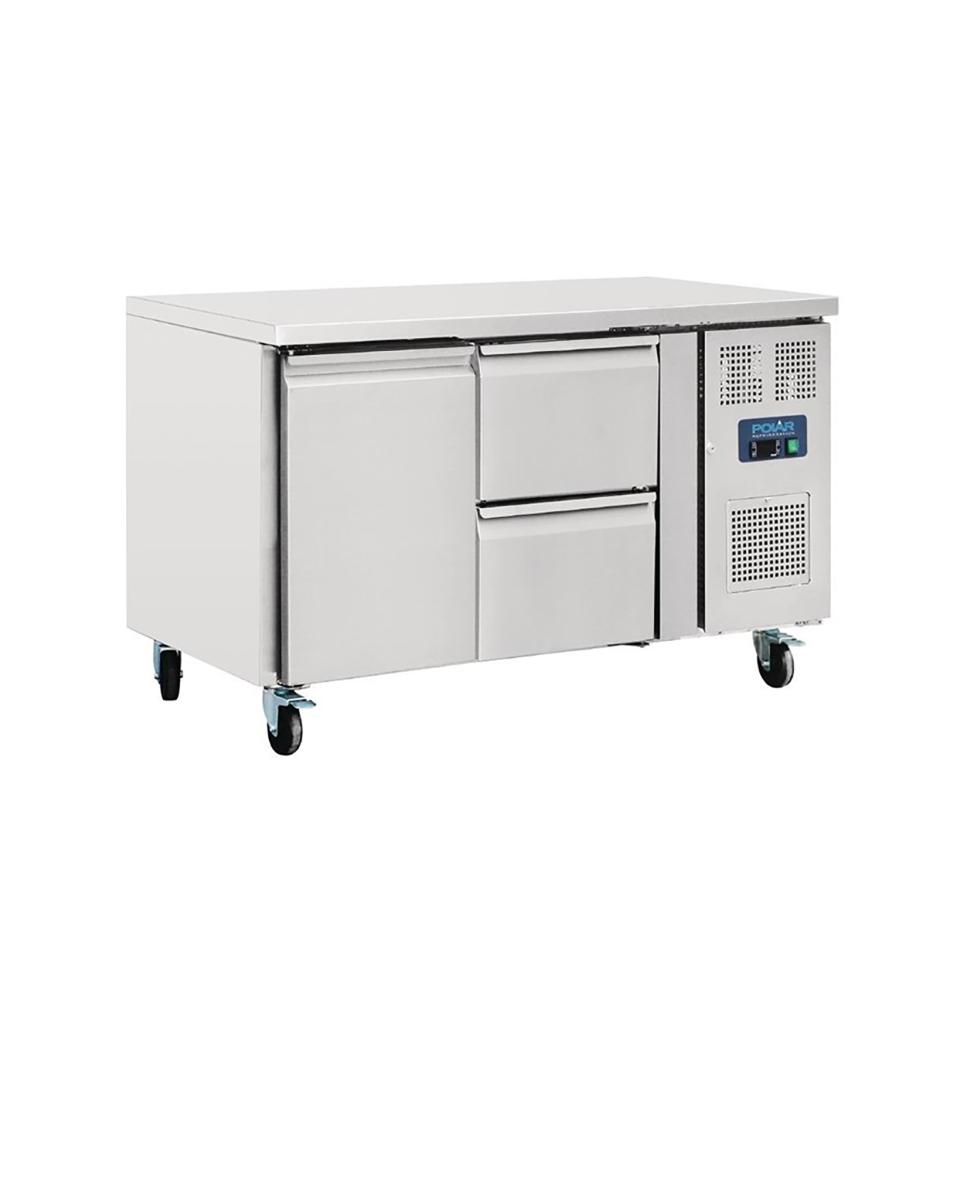 Koelwerkbank - 282 Liter - 1 deurs - 2 laden - H 85 x 136 x 70 CM - 230 V - RVS - Polar - GD873