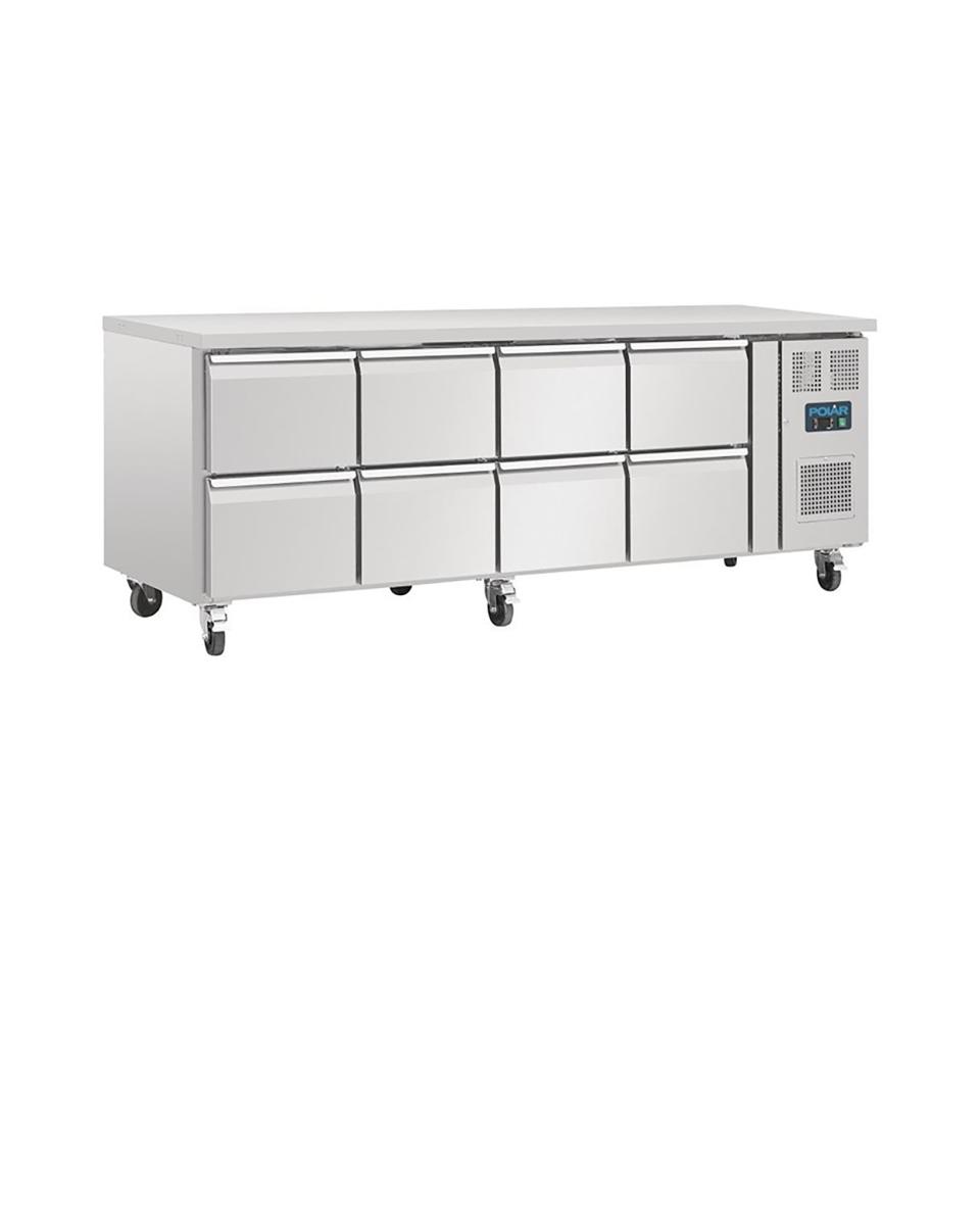 Koelwerkbank - 616 Liter - 8 laden - H 86 x 223 x 70 CM - 300 W - 230 V - RVS - Polar - DA549